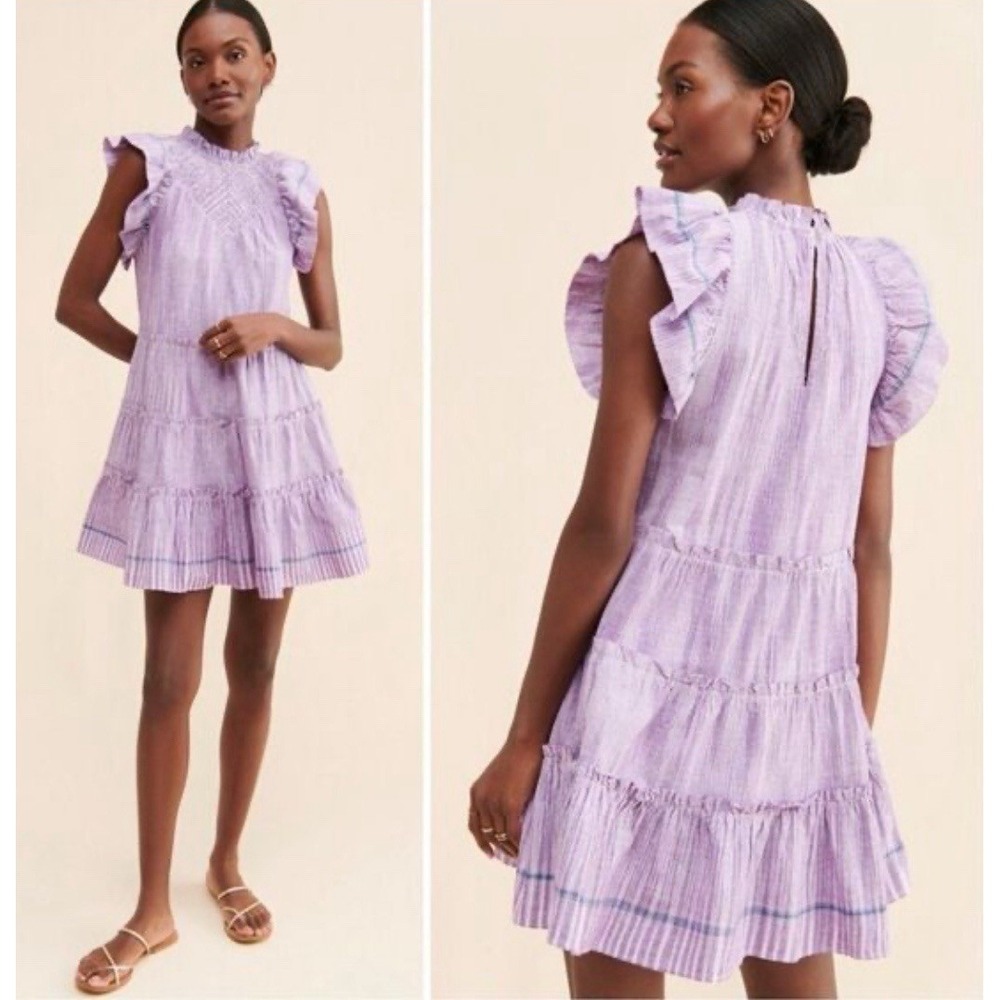 SAYLOR Lavender Ruffled Tiered Mini Dress